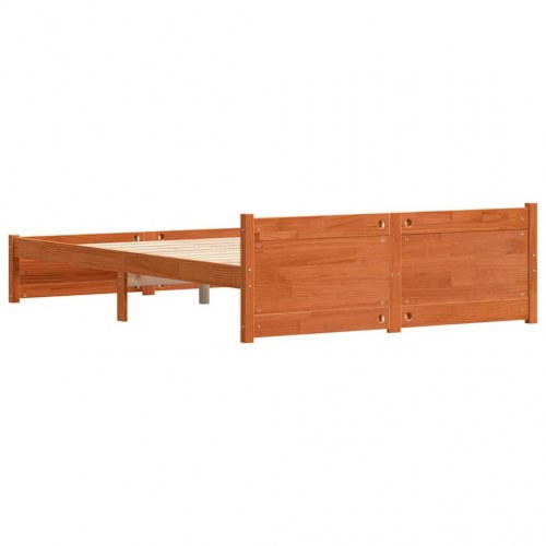 Sengeramme i massivt fyrretræ - voks brun, 195,5 × 145,5 × 51 cm (til 140 × 200 cm)