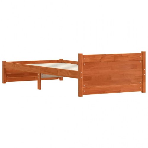 Sengestel i massiv fyrretræ - voks brun, 205,5 × 95,5 × 51 cm