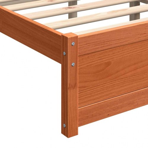 Sengestel i massiv fyrretræ - voks brun, 205,5 × 95,5 × 51 cm