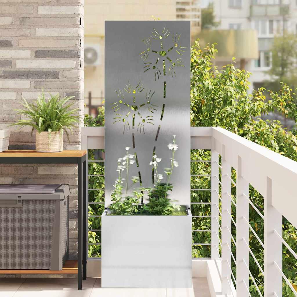 Have privatliv skærm Blomstret Sølv 50 x 140 cm Rustfrit stål billede