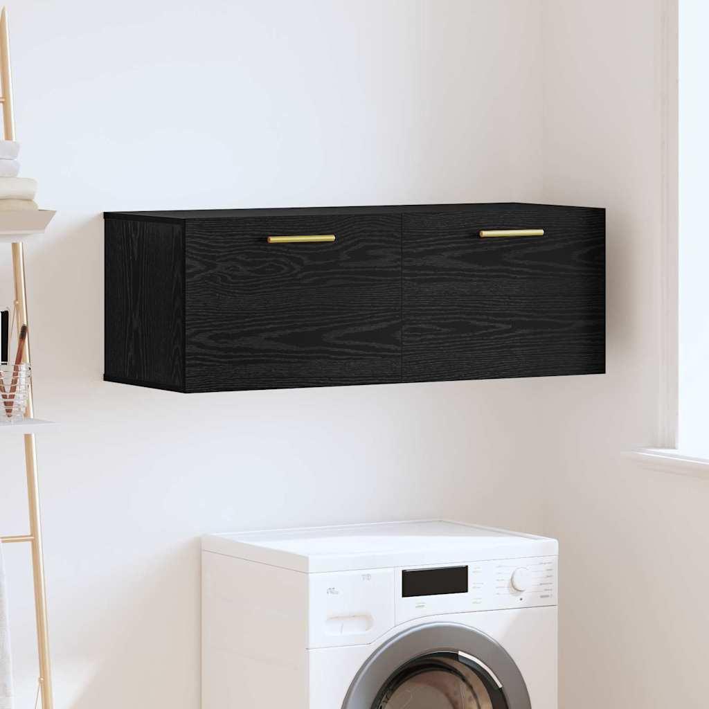 Vægskab Vægmonteret Sort eg 100 x 36.5 x 35 cm Konstrueret træ