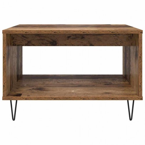 Sofabord i gammelt træ med hylde - 60 x 50 x 40 cm