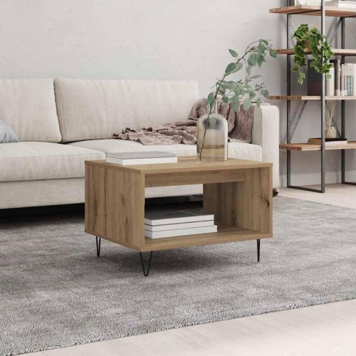 Sofabord i artisan eg med hylde - 60 x 50 x 40 cm