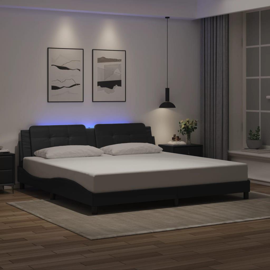 Sengeramme med LED uden madras Zadar 200x200 cm sort billede