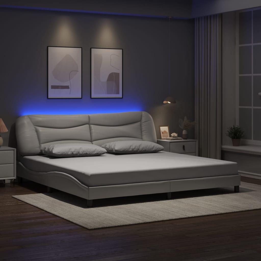 Sengeramme med LED uden madras Hvar 200x200 cm hvid billede