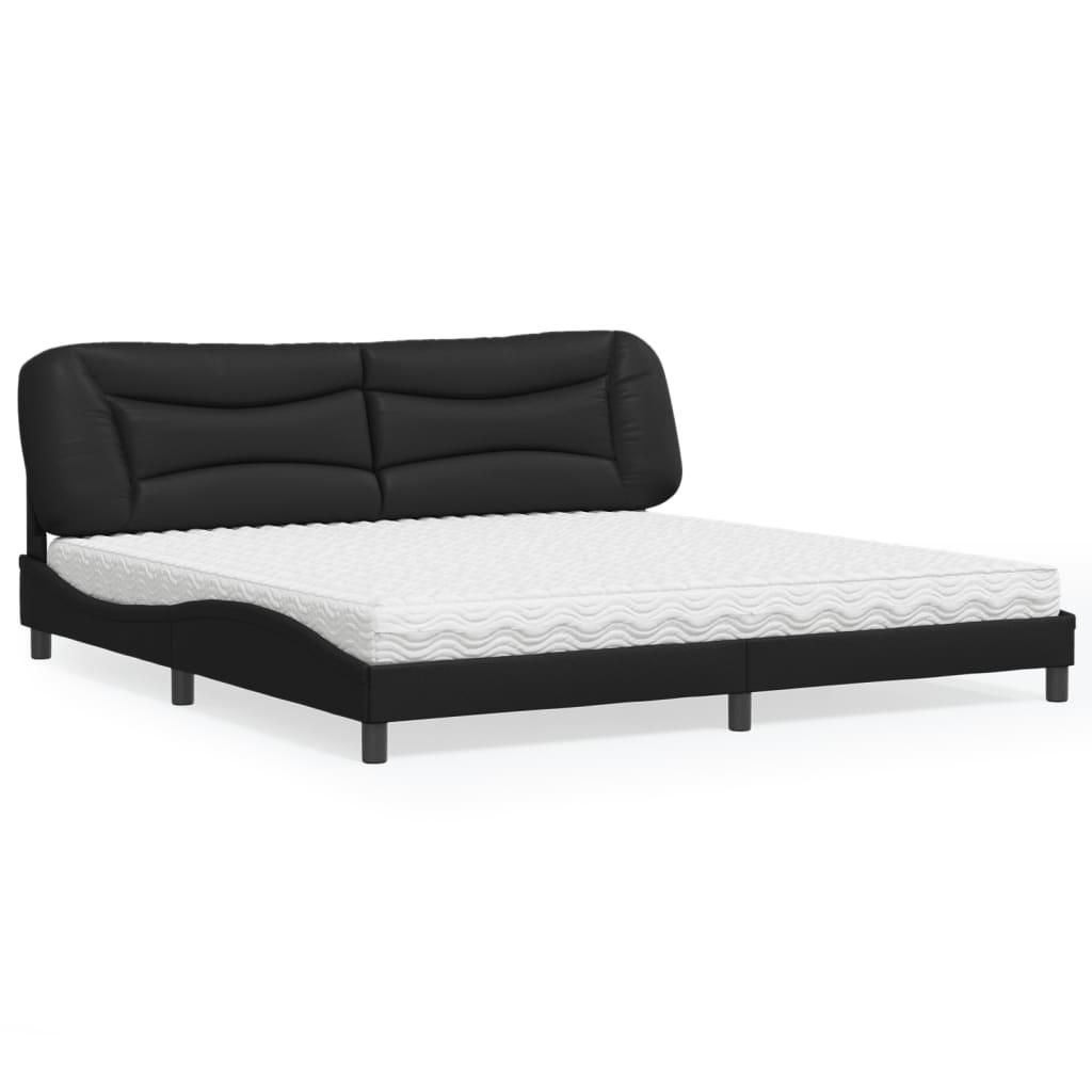 Seng med madras Hvar 200x200 cm kunstlæder sort billede