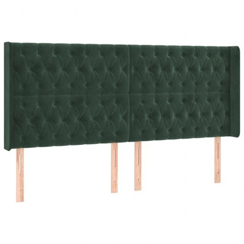 Kontinentalseng med LED-lys 180×200 cm - fløjl, mørkegrøn