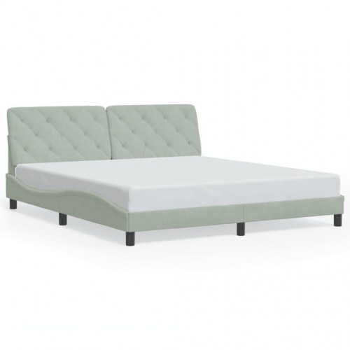 Sengeramme med LED 180x200 cm uden madras - lysegrå velour
