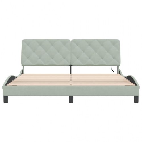 Sengeramme med LED 180x200 cm uden madras - lysegrå velour
