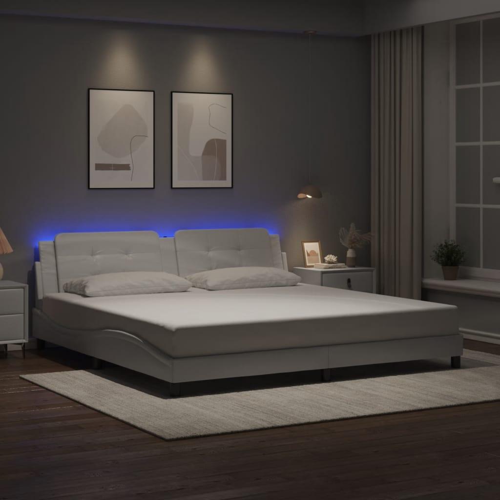 Sengeramme med LED uden madras Zadar 200x200 cm hvid billede