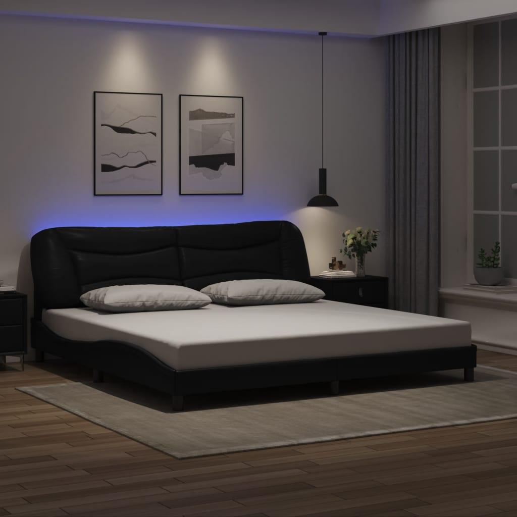 Sengeramme med LED uden madras Hvar 200x200 cm sort billede