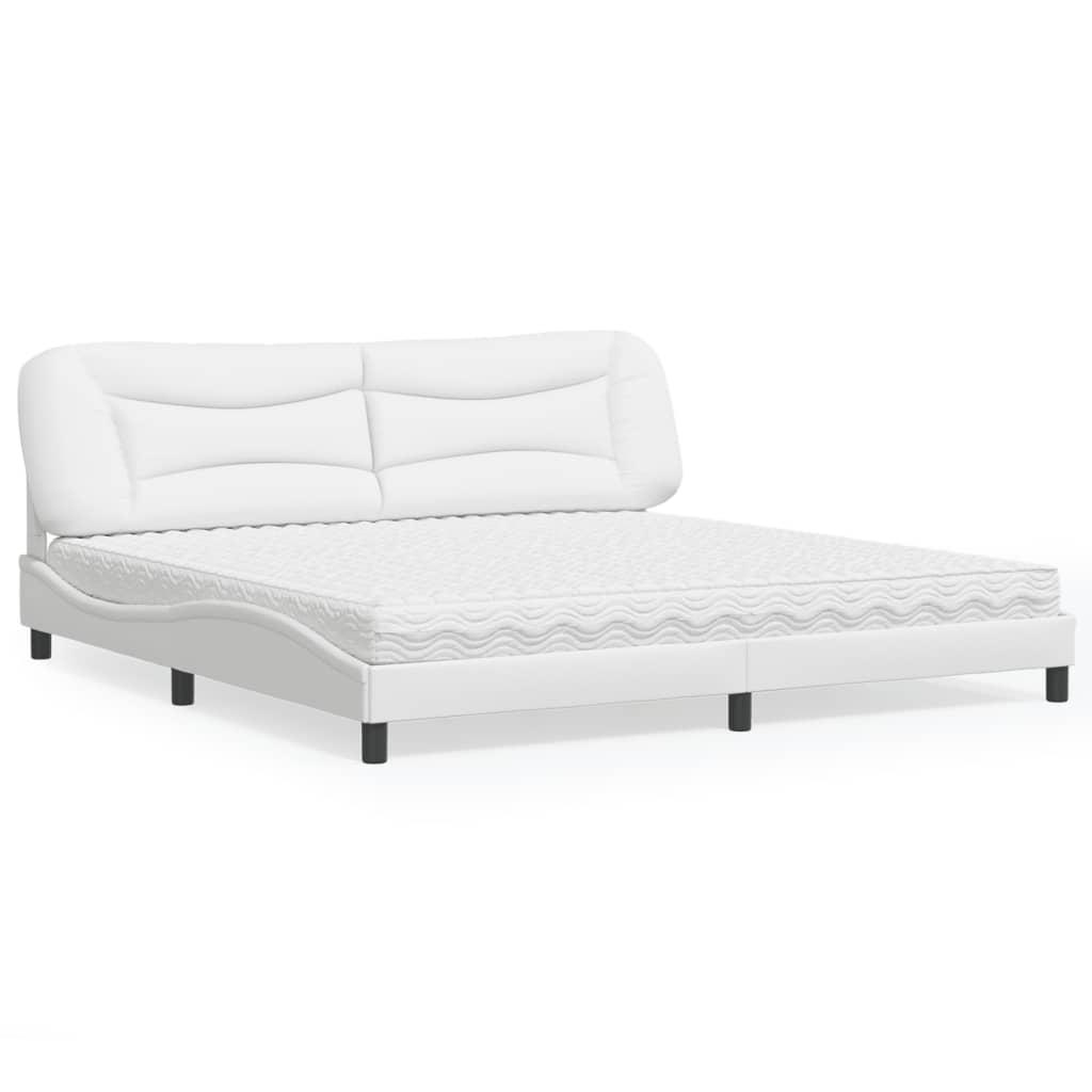 Seng med madras Hvar 200x200 cm kunstlæder hvid billede