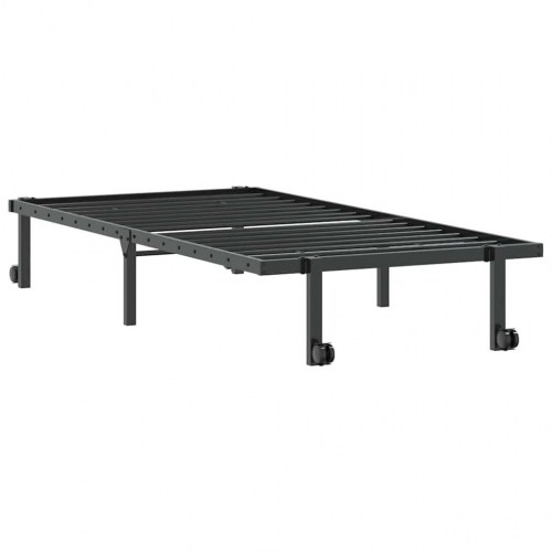 Foldbar sengeramme 90x200 cm i stål med hjul - sort