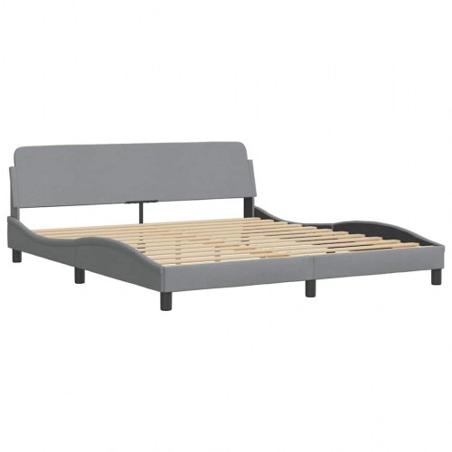 Sengeramme med LED-lys 180×200 cm i stof - lysegrå