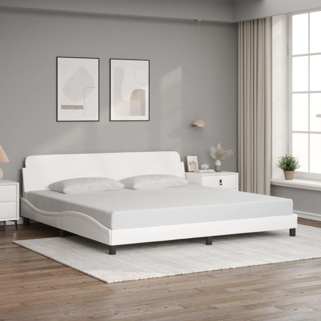 Sengeramme Dover 200x200 cm kunstlæder hvid billede