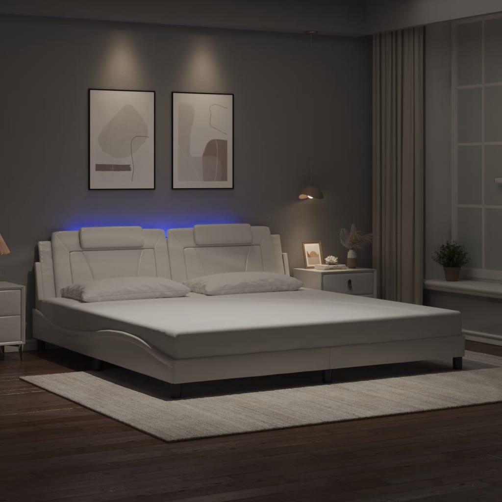 Sengeramme Viana med LED uden madras 200x200 cm hvid billede