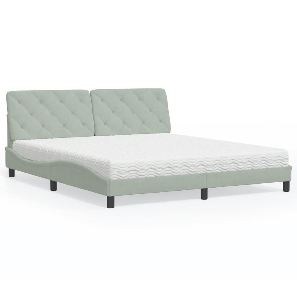 Seng med madras 180x200 cm velour lysegrå billede