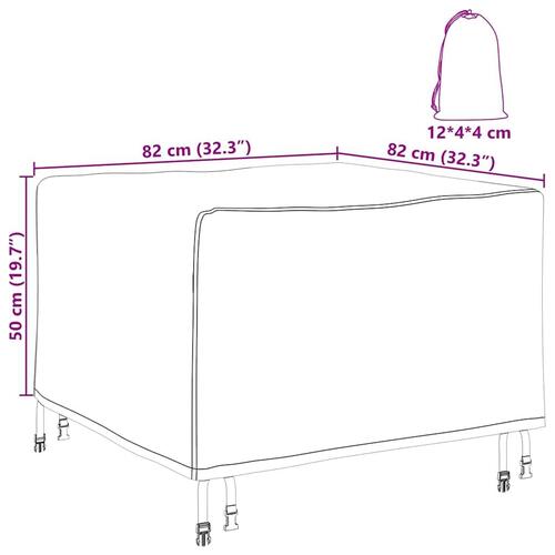 Udendørs møbelovertræk Sort 82 x 82 x 50 cm 600D stof