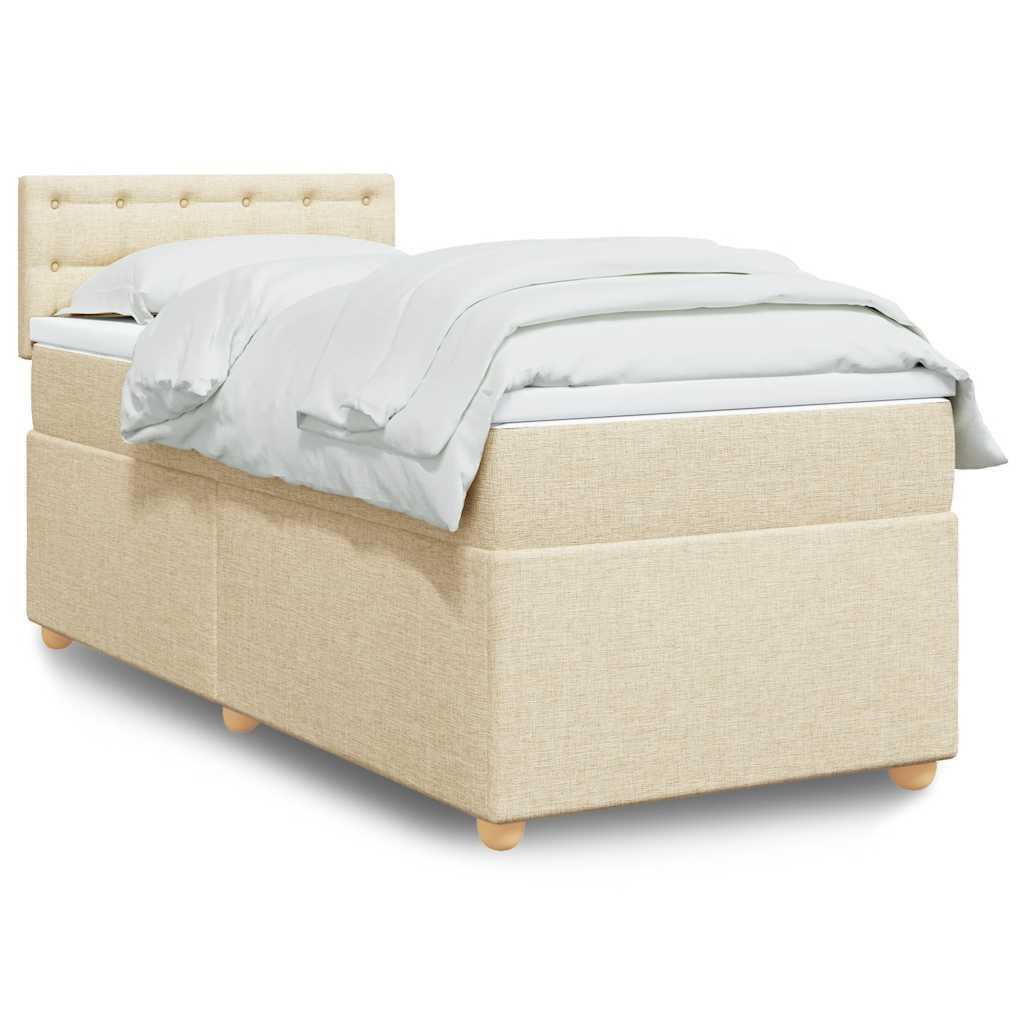 Kontinentalseng med madras 80×200 cm - stof, cremefarvet billede