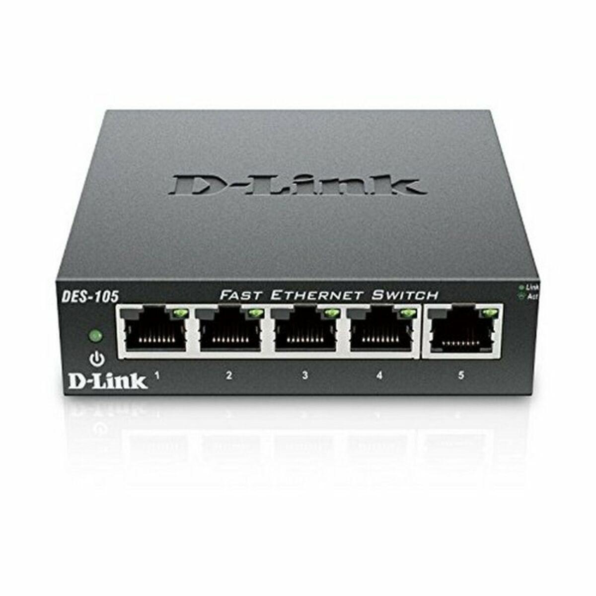 D-Link DES-105 desktop switch - 5-port LAN, metalhus