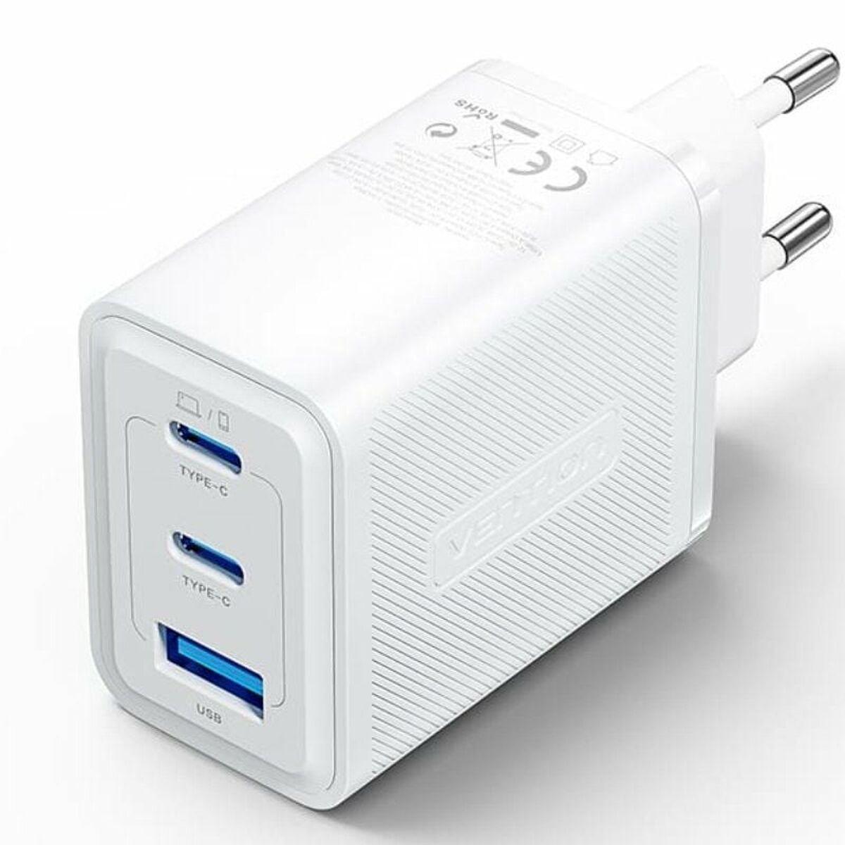 Vention vægoplader FERW0-EU - 65 W GaN, 2x USB-C + USB-A