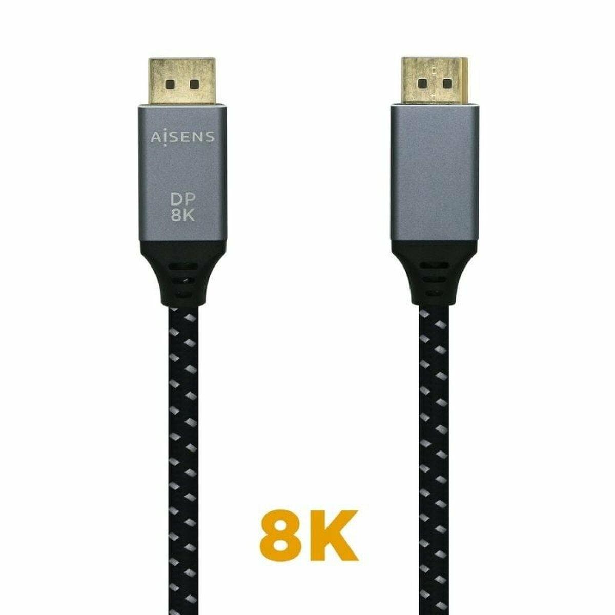 Aisens DisplayPort-kabel 8K - Sort/Grå, 1 m (A149-0435)