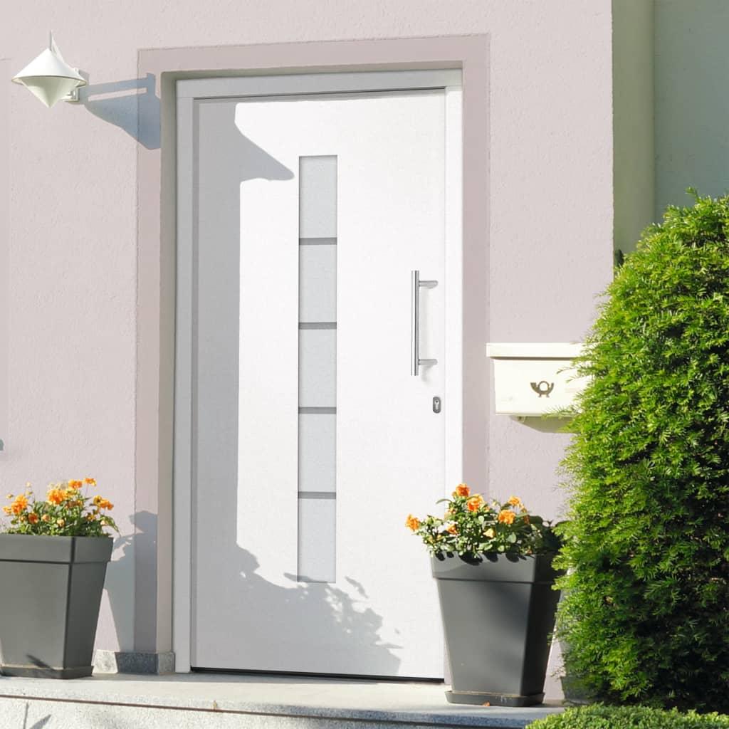 Hoveddør 100x210 cm aluminium og PVC hvid billede