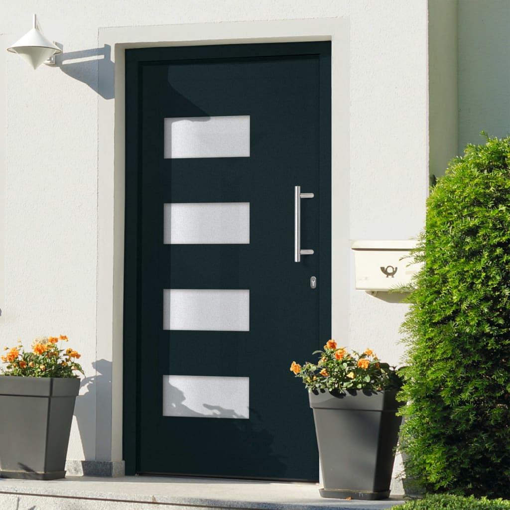 Hoveddør 110x210 cm aluminium og PVC antracitgrå billede