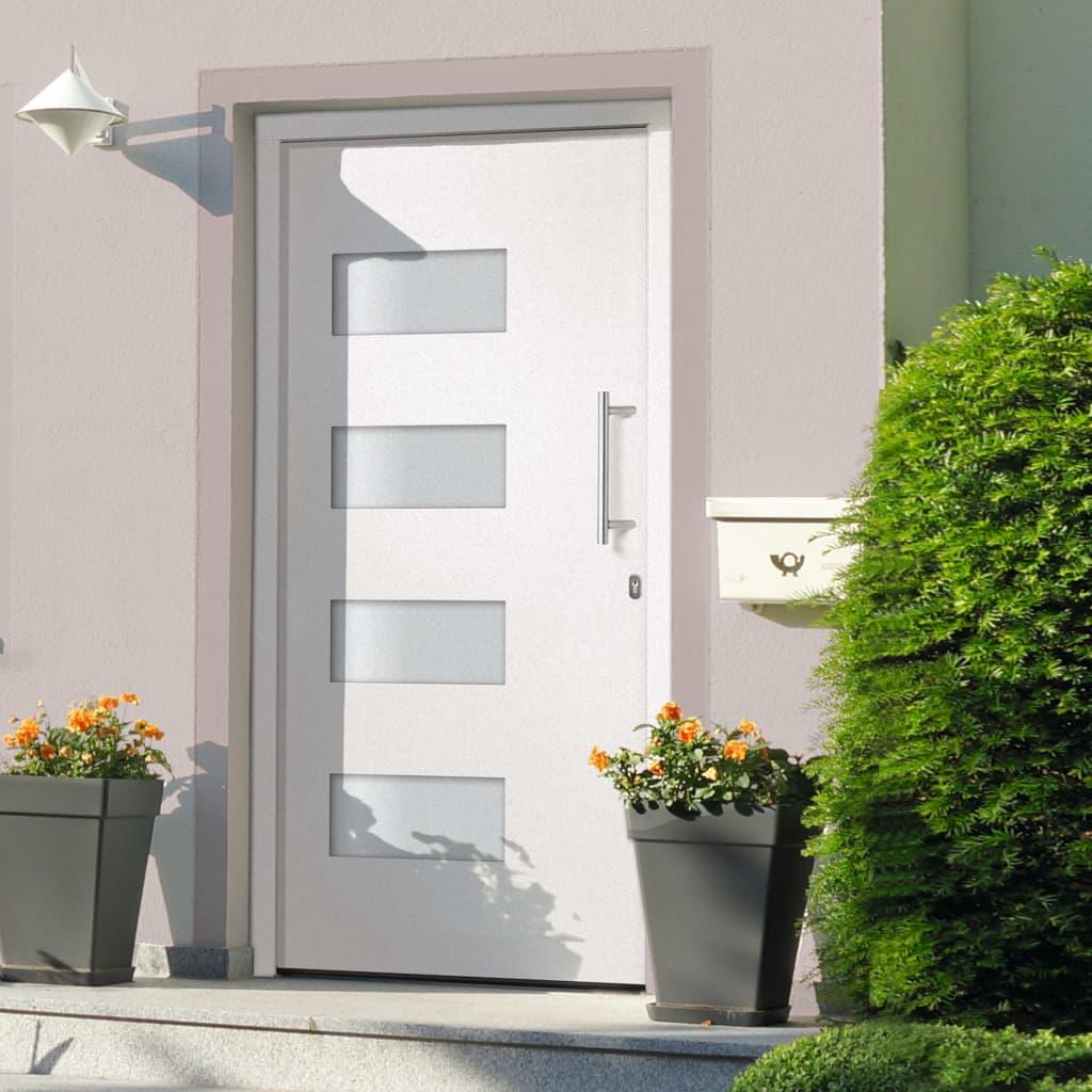 Hoveddør 100x200 cm aluminium og PVC hvid billede