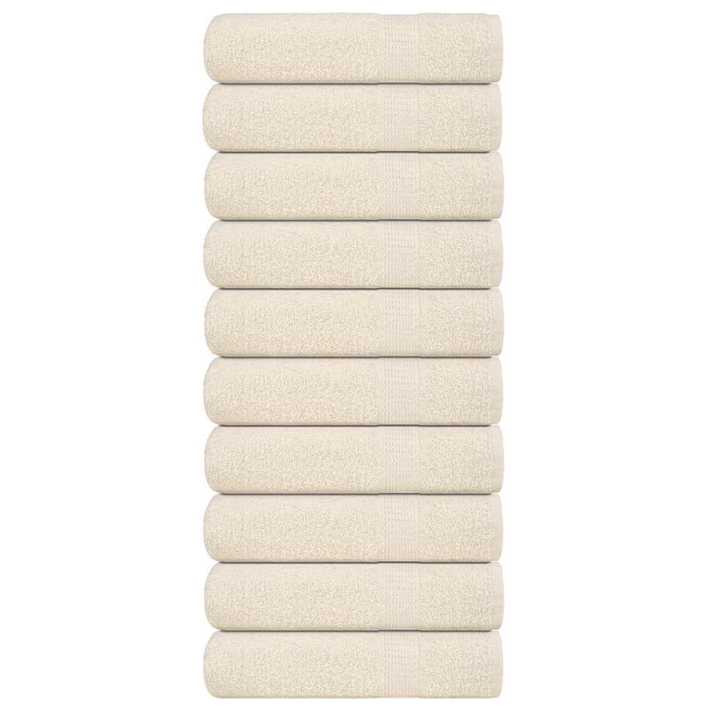 Håndklæder 10 stk. 70x140 cm 360 g/m2 100 % bomuld cremefarvet