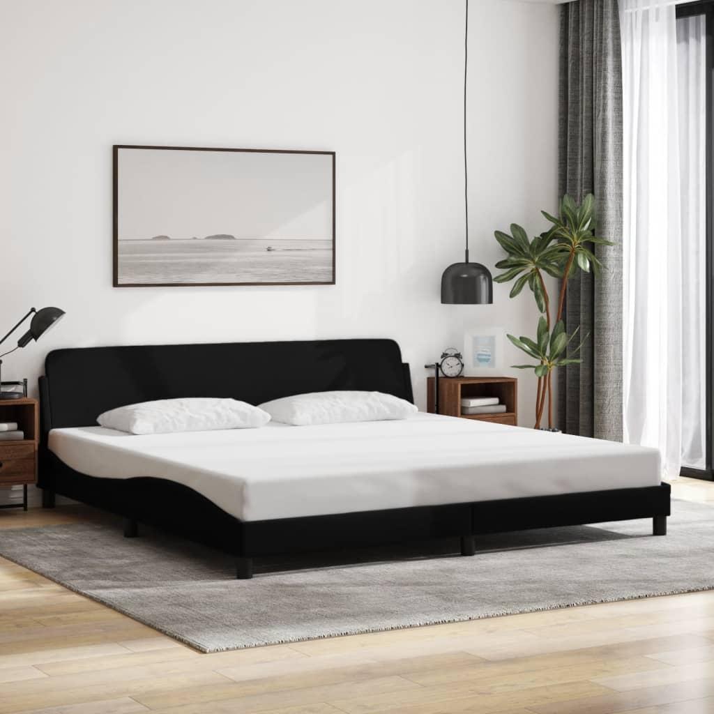Sengeramme Dover 200×200 cm i stof - sort med sengegavl billede