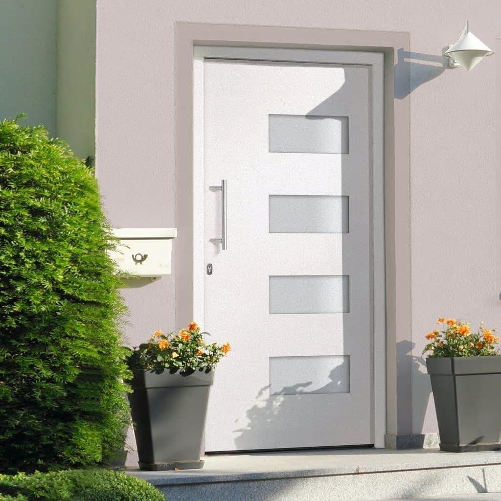 Hoveddør 110x210 cm aluminium og PVC hvid billede