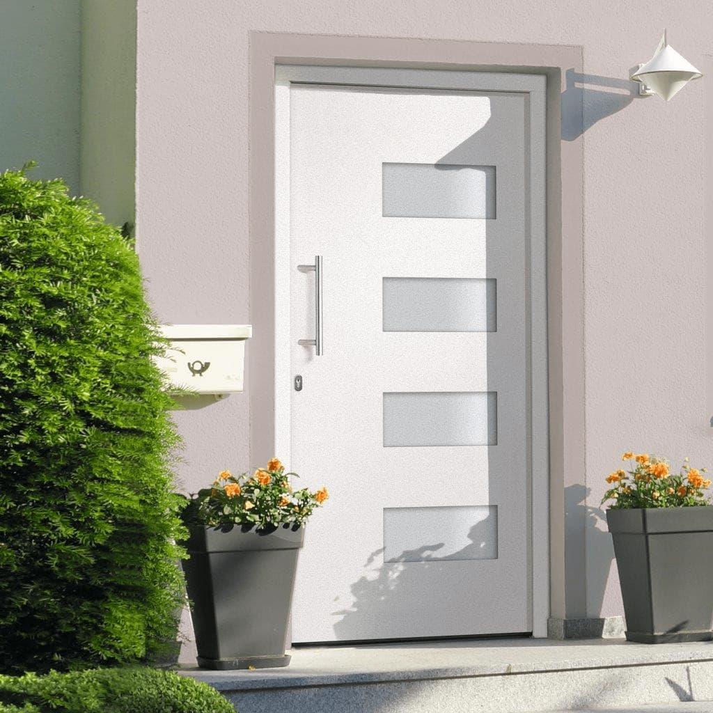 Hoveddør 100x200 cm aluminium og PVC hvid billede