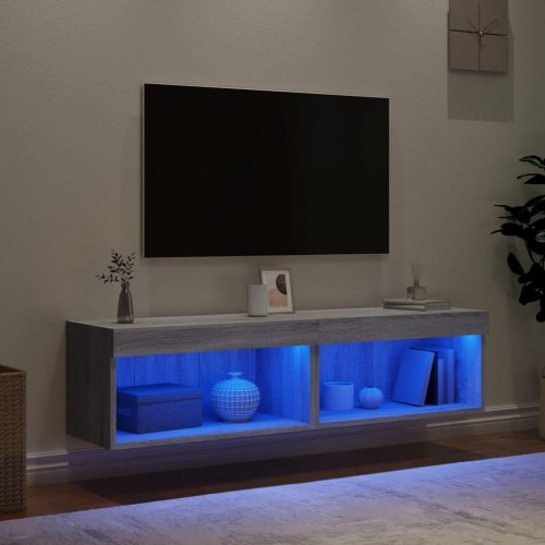 Tv-borde 2 stk. 60×30×30 cm med RGB LED - grå sonoma-eg