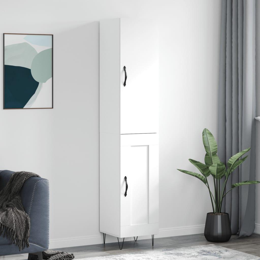 Skab 34,5x34x180 cm konstrueret træ hvid billede