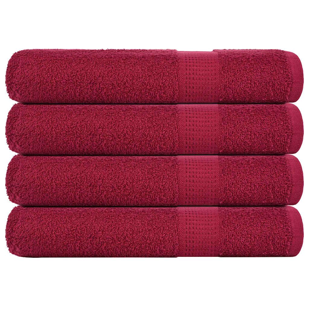 Håndklæder 4 stk. 100x200cm 360g/m2 100 % bomuld bordeauxfarvet
