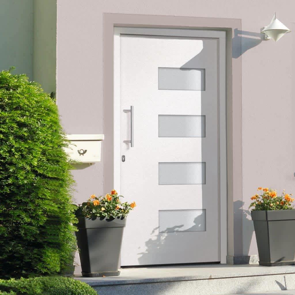Hoveddør 100x210 cm aluminium og PVC hvid billede