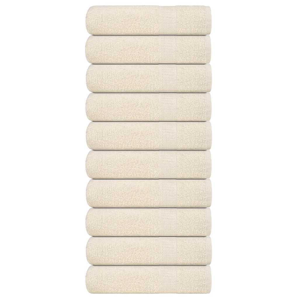 Håndklæder 10 stk. 50x100 cm 360 g/m2 100 % bomuld cremefarvet