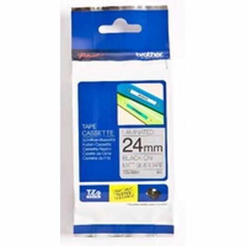 Brother TZEM951 labeltape, lamineret - 24 mm, sort på sølv