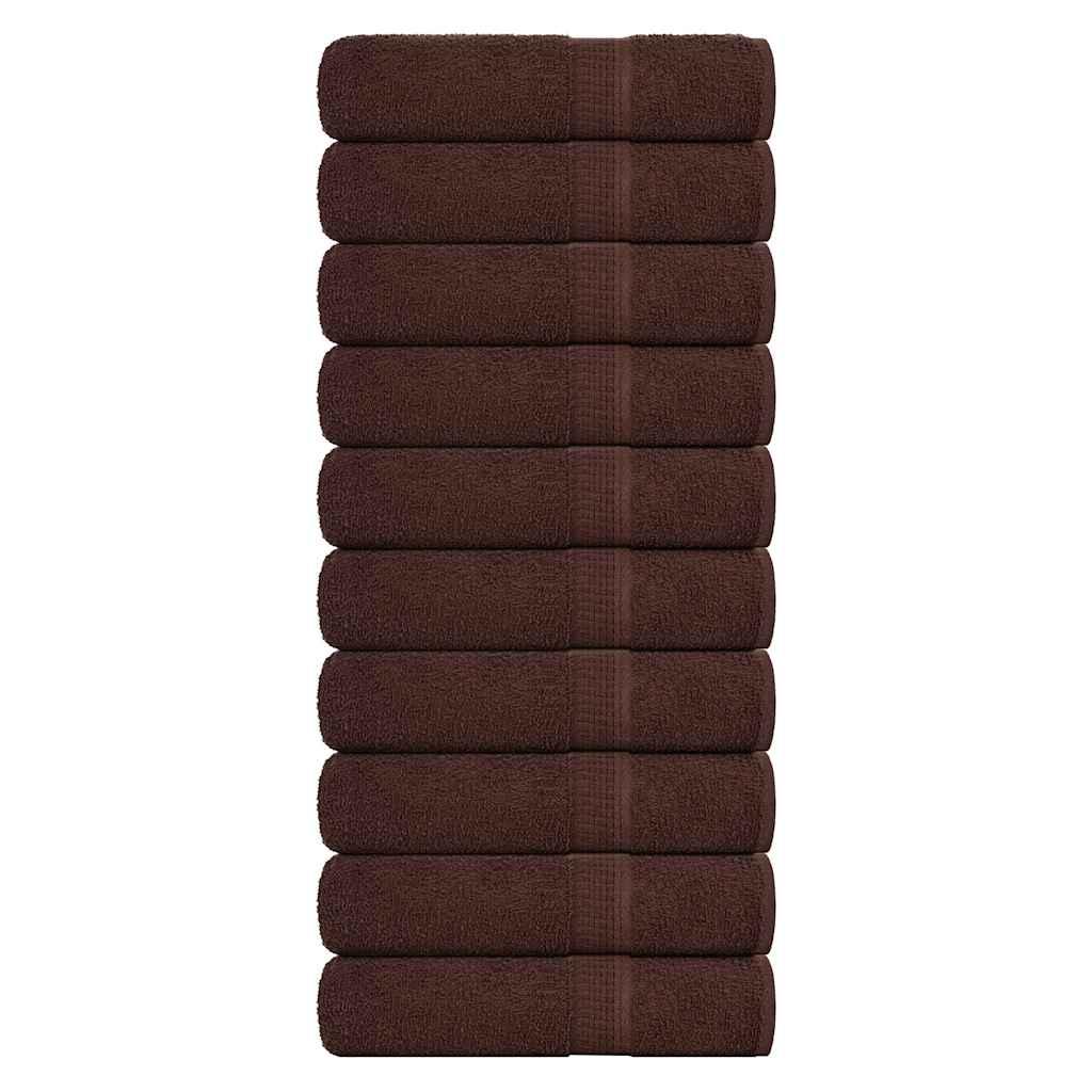 Håndklæder 10 stk. 50x100 cm 360 g/m2 100 % bomuld brun