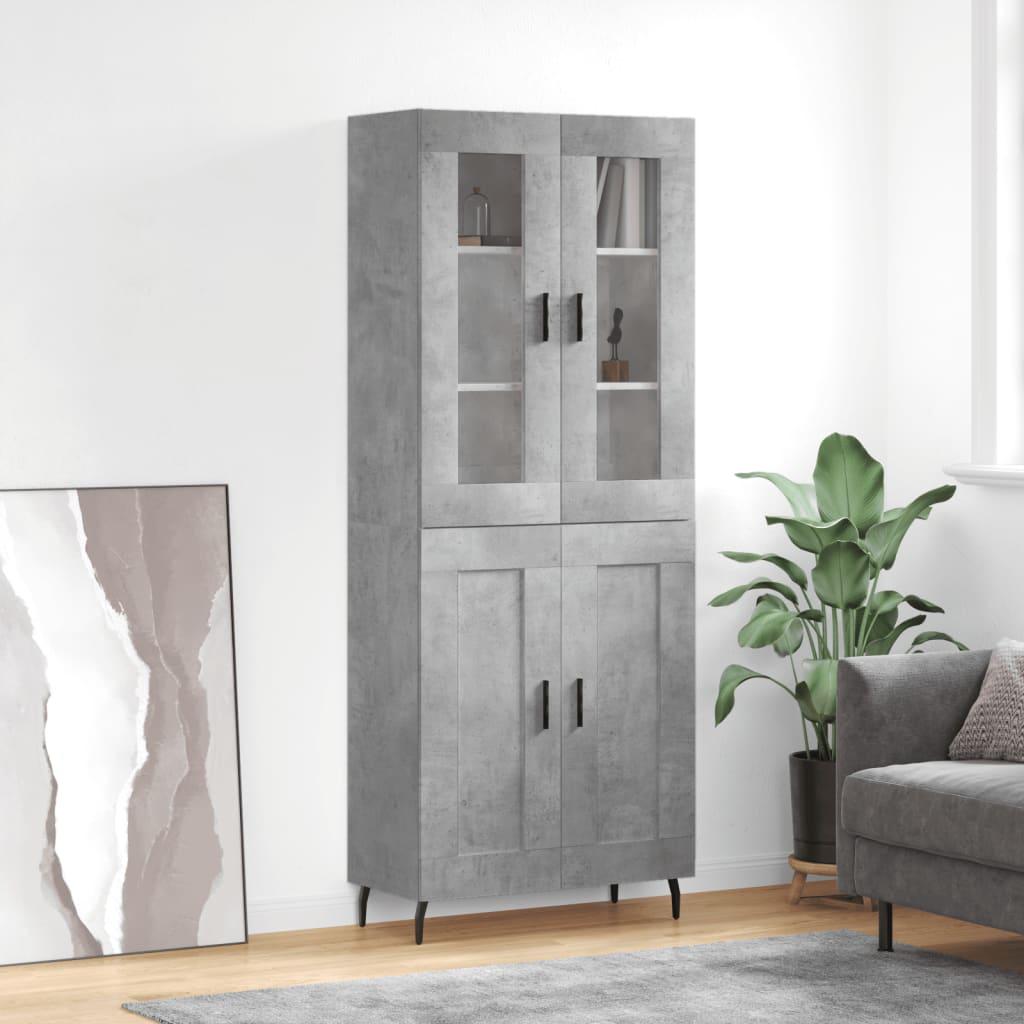 Højskab 69,5x34x180 cm konstrueret træ betongrå billede