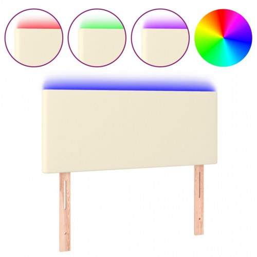 Sengegavl med LED-lys 100 x 5 x 78/88 cm - cremefarvet