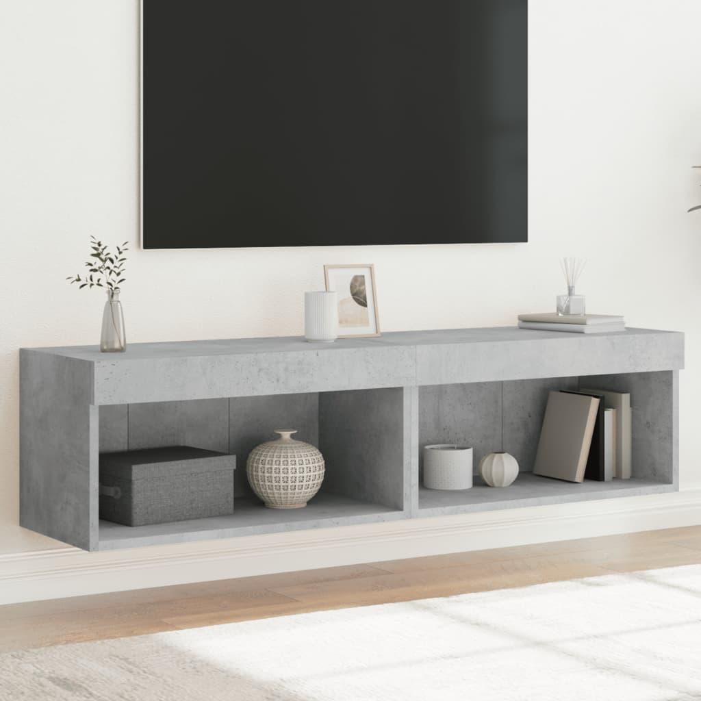 Tv-borde med LED-lys 2 stk. 60x30x30 cm betongrå