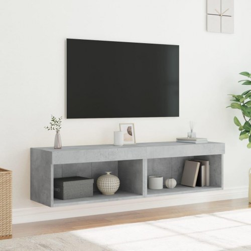 Tv-borde med LED-lys - 2 stk. væghængte 60×30×30 cm, betongrå