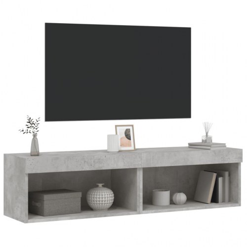 Tv-borde med LED-lys - 2 stk. væghængte 60×30×30 cm, betongrå