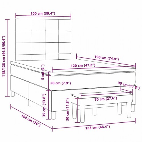 Kontinentalseng med madras 120×190 cm - stof, cremefarvet