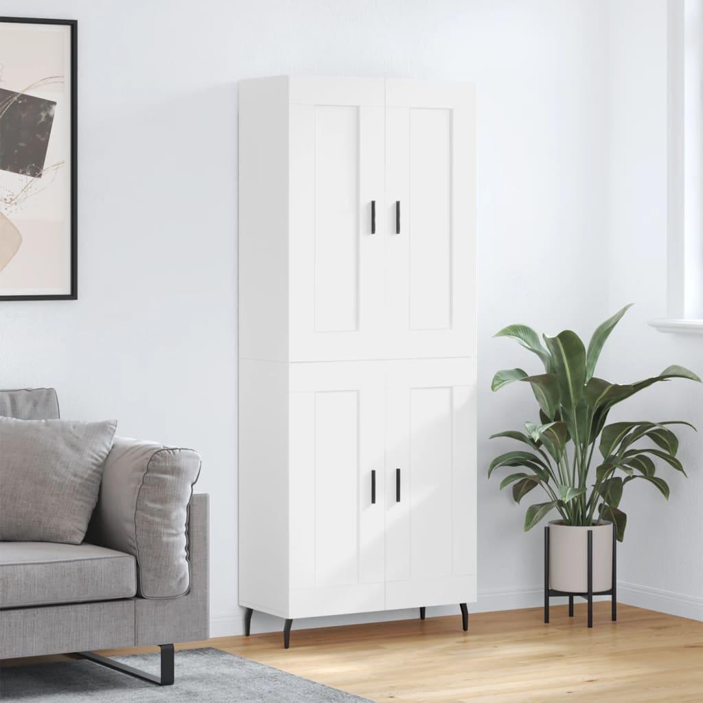 Højskab 69,5x34x180 cm konstrueret træ hvid billede
