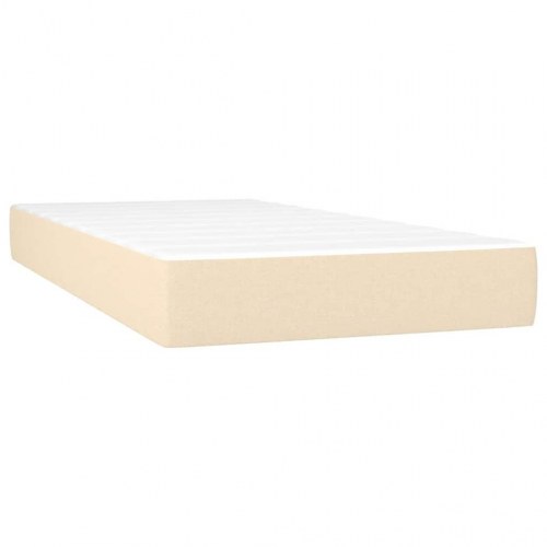Kontinentalseng med madras 120x190 cm - stof, cremefarvet