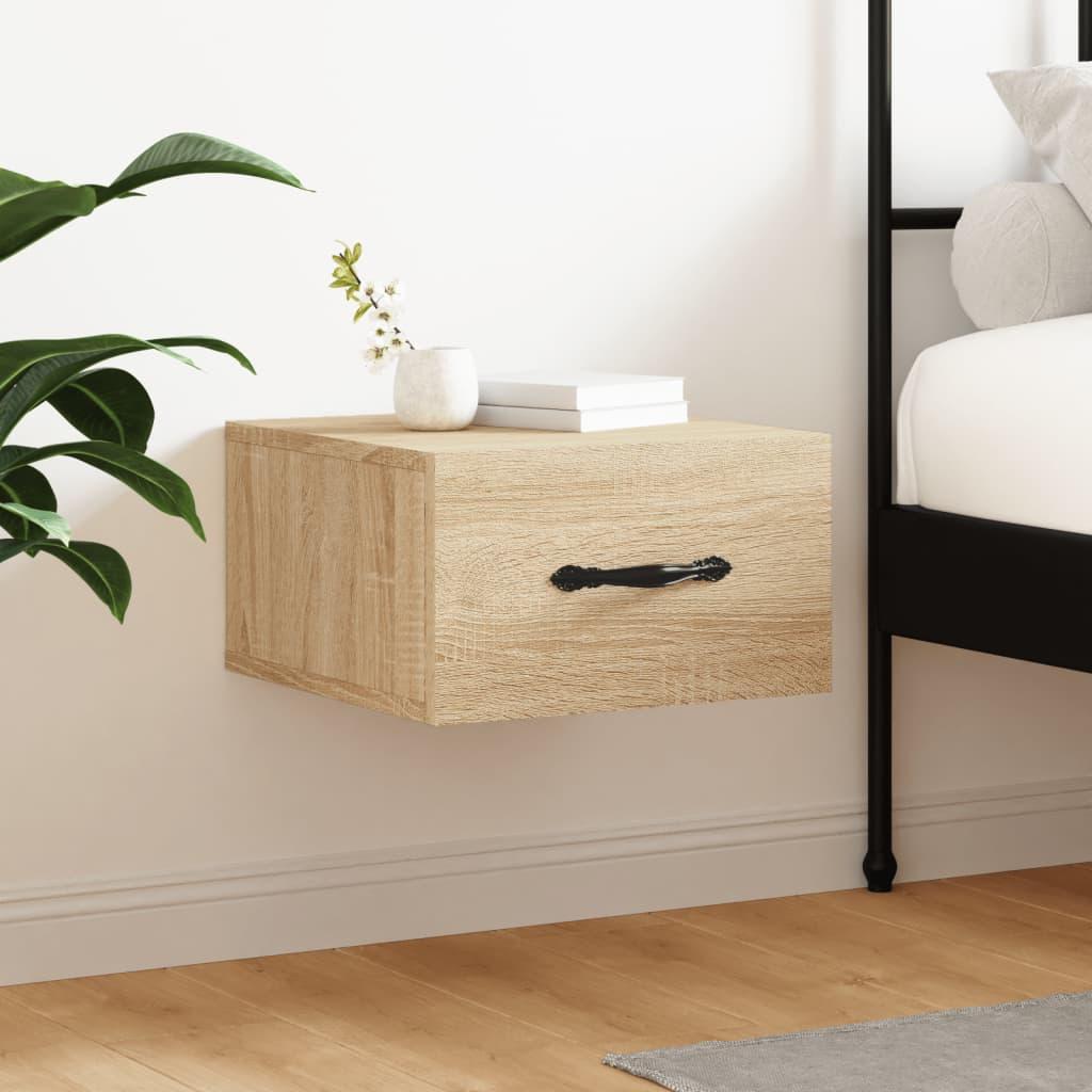 Væghængt sengebord 35×35×20 cm - sonoma-eg billede