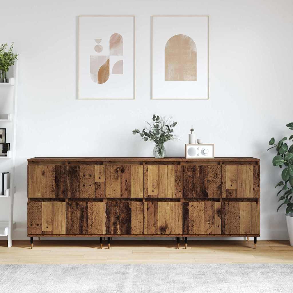 Sideboards 3 stk Gammelt træ 180 x 35 x 70 cm Konstrueret træ